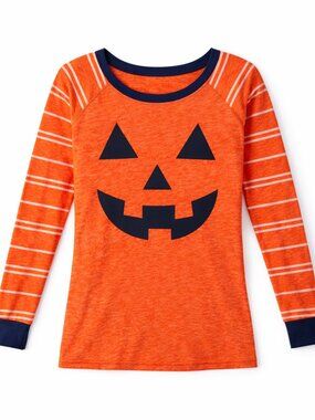 DEREK HEART Kids Orange Jack-o'-Lantern Long Sleeve Tee Size M